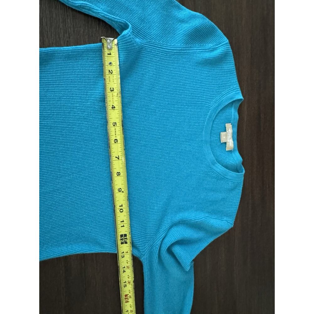 Michael Kors Collection Cashmere Sweater Women’s Small Ribbed Featherweight Blue - Picture 7 of 10